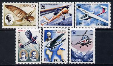 Poland 1978 Aviation History set of 6 unmounted mint (SG 2538-43)*, stamps on 