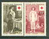 France 1956 Red Cross Fund (Paintings) set of 2 unmounted mint, SG 1314-15*, stamps on , stamps on  stamps on red cross, stamps on arts