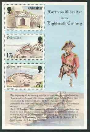 Gibraltar 1983 Fortress Gibraltar in the 18th Century m/sheet unmounted mint, SG MS 500, stamps on , stamps on  stamps on militaria, stamps on forts