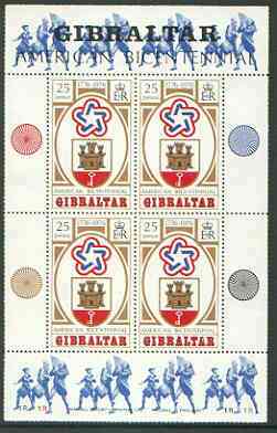 Gibraltar 1976 Bicentenary of American Revolution m/sheet unmounted mint, SG MS 362, stamps on americana, stamps on revolutions