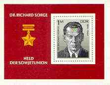 Germany - East 1976 Dr Richard Sorge (Soviet agent) m/sheet unmounted mint SG MS E1830, stamps on constitutions, stamps on personalities, stamps on 