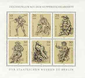 Germany - East 1978 Drawings from State Museum m/sheet unmounted mint, SG MS E2062, stamps on arts, stamps on museums, stamps on bread, stamps on 
