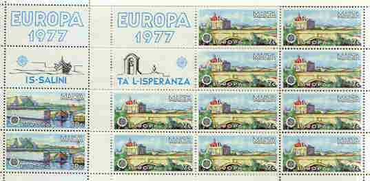 Malta 1977 Europa set of 2 each in sheetlets of 10 plus 2 labels, unmounted mint as SG 584-85, stamps on europa, stamps on bridges, stamps on 