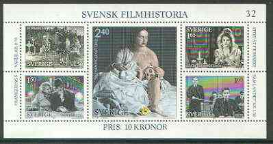 Sweden 1981 Swedish Film History perf m/sheet unmounted mint SG MS 1095, stamps on entertainments, stamps on films, stamps on cinema, stamps on slania