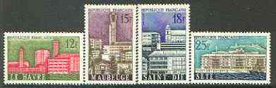France 1958 Municipal Reconstruction set of 4 unmounted mint, SG 1376-79, stamps on tourism
