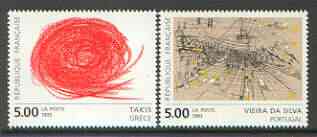 France 1993 Contemporary Art set of 2 unmounted mint SG 3154-55*, stamps on arts