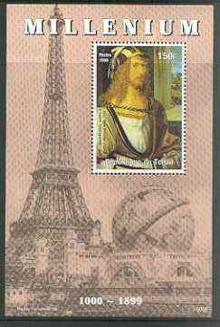 Chad 1999 Millennium - Albrecht Durer perf m/sheet unmounted mint, stamps on arts, stamps on durer, stamps on millennium, stamps on eiffel tower, stamps on renaissance