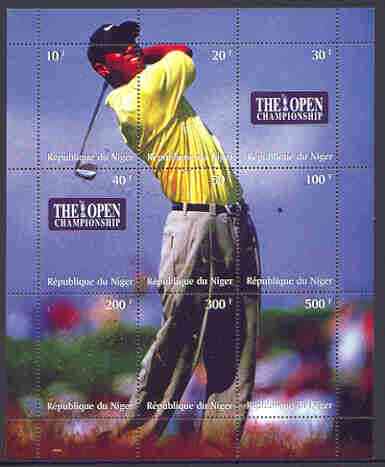 Niger Republic 1999 The Open Golf Championship composite perf sheet containing 9 values unmounted mint, stamps on sport, stamps on golf