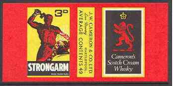 Match Box Labels - Cameron's Scotch Whisky (Blacksmith with Chain) 'All Round the Box' matchbox label in superb unused condition, stamps on alcohol, stamps on whisky, stamps on smith, stamps on scots, stamps on scotland