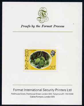 Dominica 1975-78 Mango Longue 20c imperf proof mounted on Format International proof card (as SG 499), stamps on fruit, stamps on mango