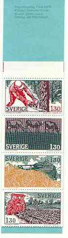 Sweden 1979 Farming 13k booklet complete and very fine, SG SB334, stamps on farming, stamps on agriculture, stamps on cattle, stamps on bovine, stamps on tractors, stamps on timber, stamps on ploughing