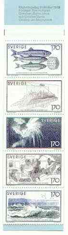 Sweden 1979 Sea Research 8k50 booklet complete and very fine, SG SB336, stamps on fish, stamps on fishing, stamps on ships, stamps on slania