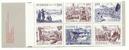 Sweden 1984 Old Towns 11k40 booklet complete and very fine, SG SB375, stamps on anchors, stamps on fishing, stamps on bridges