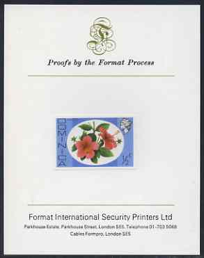 Dominica 1975-78 Hibiscus 1/2c imperf proof mounted on Format International proof card (as SG 490), stamps on flowers