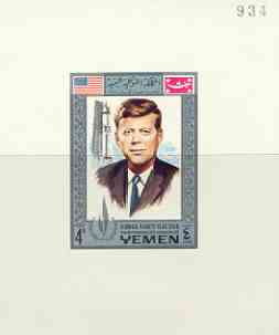 Yemen - Royalist 1968 Human Rights Year 4b (J F Kennedy) imperf individual de-luxe sheet unmounted mint, stamps on , stamps on  stamps on human rights, stamps on kennedy, stamps on personalities