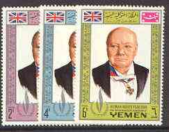 Yemen - Royalist 1968 Human Rights Year the three perf values showing Churchill unmounted mint (Mi 540, 544 & 548A)*, stamps on churchill, stamps on human rights, stamps on personalities