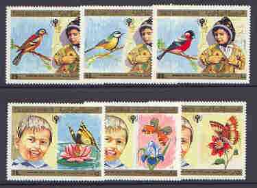 Yemen - Republic 1980 International Year of the Child set of 6 unmounted mint, SG 594-99, stamps on birds, stamps on butterflies, stamps on children, stamps on  iyc , stamps on 