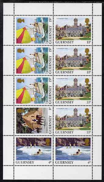 Guernsey 1984-91 Booklet pane of 10 (1 x 3p, 2 x 4p, 4 x 11p, 3 x 15p) from Bailiwick Views def set unmounted mint, SG 298a, stamps on tourism