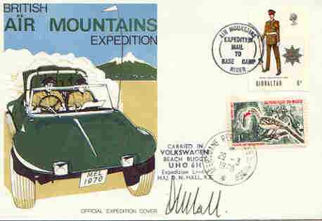 Niger Republic 1970 British Forces Air Mountain Expedition cover, with special Carried by Volkswagen Beach Buggy cachet and signed by Expedition leader, stamps on militaria, stamps on mountains, stamps on  vw , stamps on cars