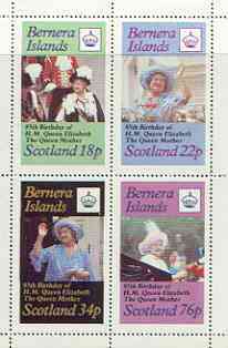 Bernera 1985 Life & Times of HM Queen Mother perf sheetlet of 4 values (18p, 22p, 34p & 76p) unmounted mint, stamps on royalty, stamps on queen mother