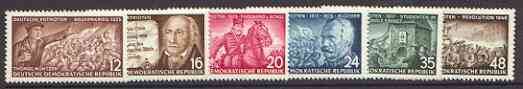 Germany - East 1953 German Patriots set of 6 unmounted mint, SG E146-51, stamps on militaria, stamps on education, stamps on 