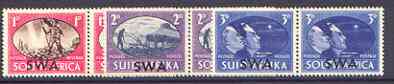 South West Africa 1945 Victory Commemoration set of 3 horiz pairs unmounted mint, SG 131-33, stamps on victory, stamps on  kg6 , stamps on 