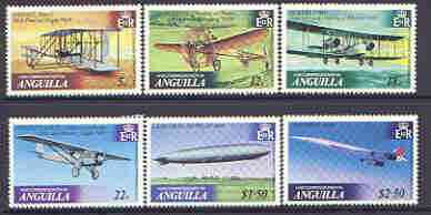 Anguilla 1979 History of Powered Flight set of 6 unmounted mint, SG 365-70, stamps on aviation, stamps on zeppelins, stamps on concorde, stamps on airships, stamps on wright, stamps on 