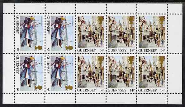 Guernsey 1984-91 Booklet pane of 10 (4x 9p, 6 x 14p) from Bailiwick Views def set unmounted mint, SG 304a, stamps on tourism