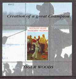 Westpoint Island (Falkland Islands) 2000 Tiger Woods (Creation of a Great Champion) perf souvenir sheet (45p value) unmounted mint, stamps on sport, stamps on golf