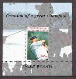 Westpoint Island (Falkland Islands) 2000 Tiger Woods (Creation of a Great Champion) perf souvenir sheet (80p value) unmounted mint, stamps on , stamps on  stamps on sport, stamps on golf