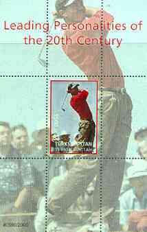 Turkmenistan 2000 Tiger Woods (Leading Personalities of the 20th Century) perf souvenir sheet #2, stamps on sport, stamps on golf, stamps on millennium