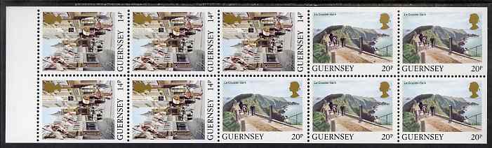 Guernsey 1984-91 Booklet pane of 10 (5 x 14p, 5 x 20p) from Bailiwick Views def set unmounted mint, SG 308a, stamps on tourism