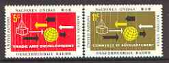 United Nations (NY) 1964 UN Trade & Development set of 2 unmounted mint, SG 129-30*, stamps on , stamps on  stamps on united nations, stamps on trade, stamps on business