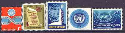 United Nations (NY) 1965 set of 5 complete unmounted mint, SG 146-50, stamps on united nations, stamps on peace