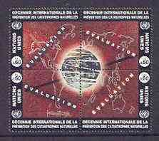 United Nations (Vienna) 1994 Int Decade for Natural Disaster Reduction se-tenant block of 4, unmounted mint SG V169-72, stamps on environment, stamps on disasters