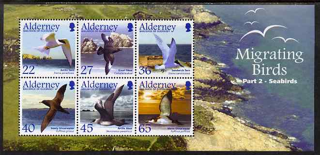 Guernsey - Alderney 2003 Migrating Birds (2nd series) Seabirds perf m/sheet unmounted mint, SG MSA216, stamps on , stamps on  stamps on birds, stamps on  stamps on 