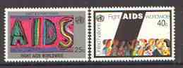 United Nations (NY) 1990 Anti AIDS Campaign set of 2, unmounted mint, SG 582-83, stamps on medical, stamps on diseases, stamps on aids
