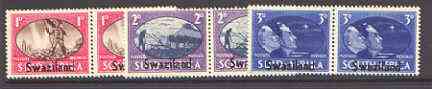Swaziland 1945 Victory Commemoration set of 3 horiz pairs unmounted mint, SG 39-41, stamps on victory, stamps on  kg6 , stamps on 