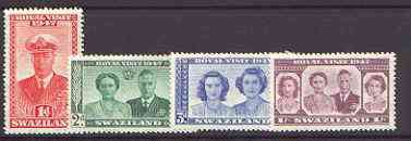 Swaziland 1947 KG6 Royal Visit set of 4 unmounted mint, SG 42-45, stamps on royalty, stamps on royal visit, stamps on  kg6 , stamps on 