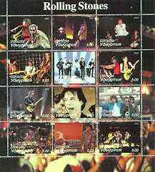 Udmurtia Republic 2000 The Rolling Stones perf sheetlet containing complete set of 12 values unmounted mint, stamps on music, stamps on pops, stamps on entertainments, stamps on guitar