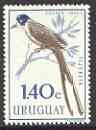 Uruguay 1962 Fork-tailed Flycatcher 1p40 unmounted mint, SG 1214*, stamps on , stamps on  stamps on birds, stamps on flycatcher