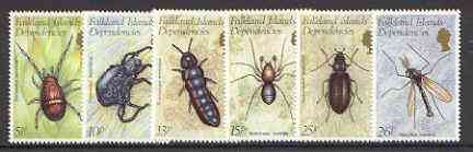 Falkland Islands Dependencies 1982 Insects set of 6 unmounted mint, SG 102-7*, stamps on insects