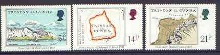 Tristan da Cunha 1981 Early Maps set of 3 unmounted mint, SG 304-06, stamps on maps, stamps on scots, stamps on scotland