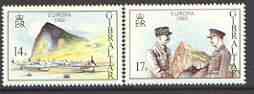 Gibraltar 1982 Europa (Operation Torch) set of 2 unmounted mint SG 479-80*, stamps on , stamps on  stamps on europa, stamps on ww2, stamps on aviation, stamps on hurricanes, stamps on  stamps on  ww2 , stamps on  stamps on 