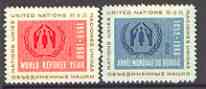 United Nations (NY) 1959 World Refugee Year set of 2 unmounted mint, SG 75-76*, stamps on united nations, stamps on refugees