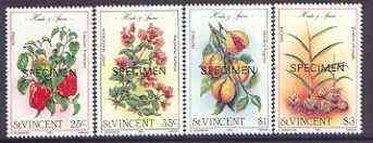 St Vincent 1985 Herbs & Spices set of 4 opt'd SPECIMEN unmounted mint, as SG 868-71, stamps on flowers, stamps on food, stamps on herbs & spices