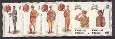 Falkland Islands 1992 Defence Force & West Yorks Regiment set of 6 unmounted mint, SG 665-70*, stamps on militaria
