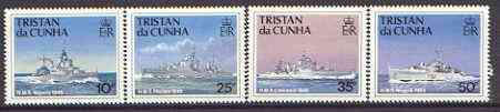 Tristan da Cunha 1994 Ships of the Royal Navy (3rd series) set of 4 unmounted mint, SG 565-68*, stamps on ships