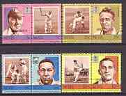 Nevis 1984 Cricketers #1 (Leaders of the World) set of 8 optd SPECIMEN, asSG 211-18 unmounted mint, stamps on cricket, stamps on sport