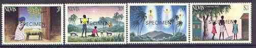 Nevis 1983 Christmas set of 4 opt'd SPECIMEN unmounted mint, as SG 127-30*, stamps on christmas, stamps on angels, stamps on bethlehem